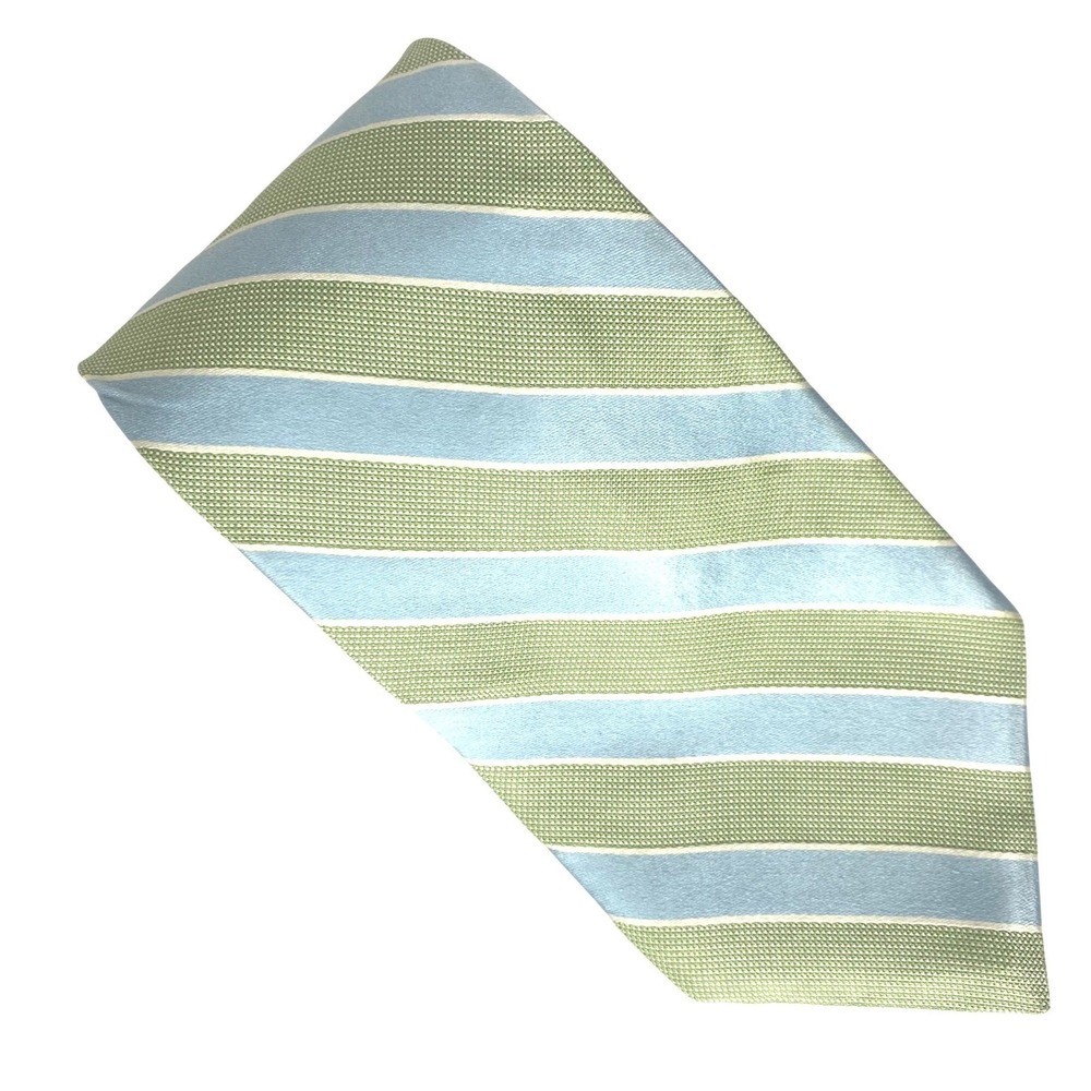 Tommy Hilfiger Silk Neck Tie Blue Green Striped Palm Beach Preppy Academia 58x4